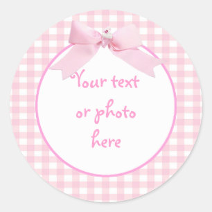 Adesivo Redondo Pink Gingham Sticker