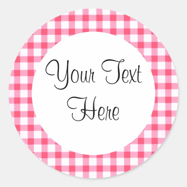 Adesivo Redondo Pink Gingham Sticker (Frente)