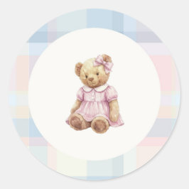 Adesivo Redondo Pink Girl teddy bear sticker