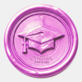 Adesivo Redondo  Pink Graduation Cap  Wax Seal