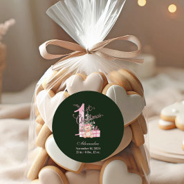 Adesivo Redondo Pink Green Baby First Christmas