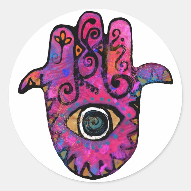 ADESIVO REDONDO **PINK HAMSA** (Frente)