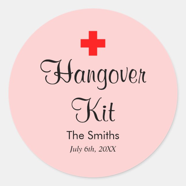 Adesivo Redondo Pink Hangover Kit Modern Wedn Favor Sticker (Frente)