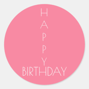 Adesivo Redondo Pink Happy Birthday Sticker