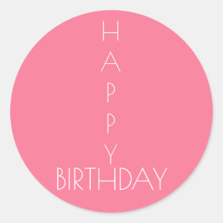 Adesivo Redondo Pink Happy Birthday Sticker
