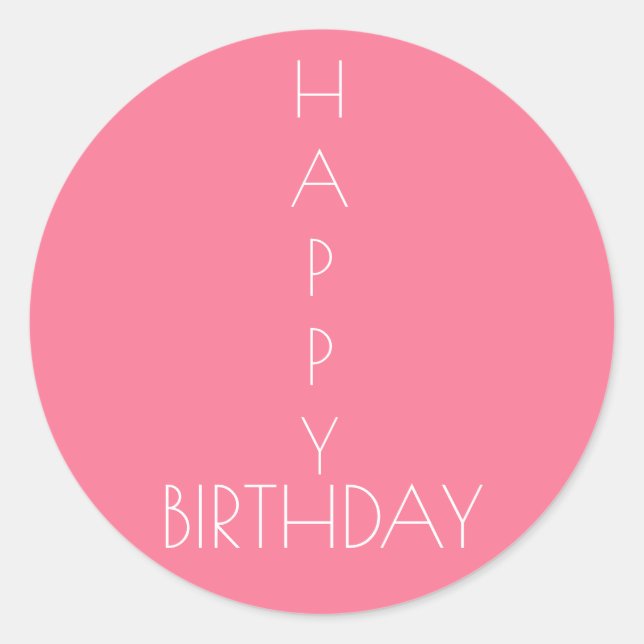 Adesivo Redondo Pink Happy Birthday Sticker (Frente)