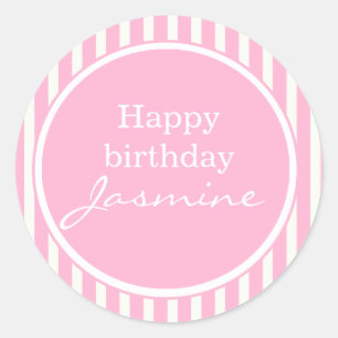 Adesivo Redondo Pink Happy Birthday Sticker