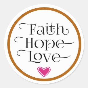 Adesivo Redondo Pink Heart Faith Hope Love Sticker