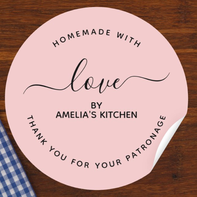 Adesivo Redondo Pink Homemade with love thank you Sticker (Criador carregado)