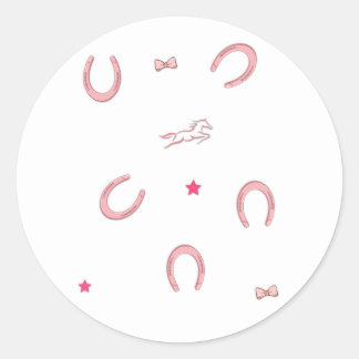 Adesivo Redondo Pink Horse Girl Horseshoes Coquette