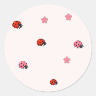 Adesivo Redondo Pink Ladybug Garden Pattern Sticker