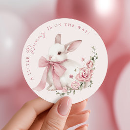 Adesivo Redondo Pink Little Bunny Baby Shower Stickers