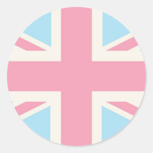 Adesivo Redondo Pink Lovely Classic Union Jack British(UK) Flag