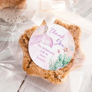 Adesivo Redondo Pink Mermaid 1st Birthday Oneder the Sea Party