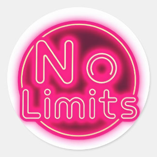 Adesivo Redondo Pink Neon "No Limits" Aesthetic Round Sticker