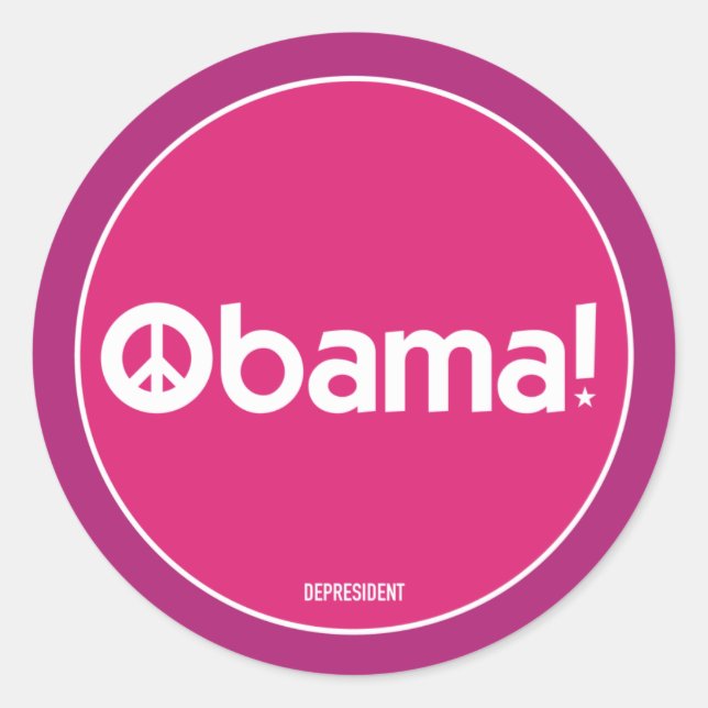 Adesivo Redondo Pink Obama for Peace Sticker (Frente)
