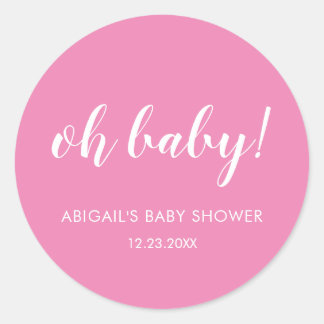 Adesivo Redondo Pink Oh Baby Chá de fraldas Classic Round Sticker