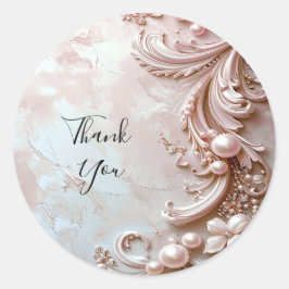 Adesivo Redondo Pink Ornate Pearl and Floral Sticker