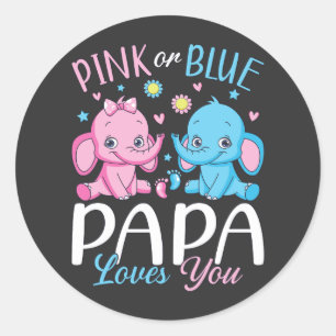 Adesivo Redondo Pink Ou Blue Papa Te Ama Elefante Bebê