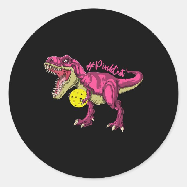Adesivo Redondo Pink Out T Rex E Picklebyll Byll Byll Invocam Canc (Frente)
