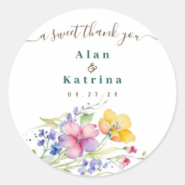 Adesivo Redondo Pink Peach Yellow Blooms Sticker