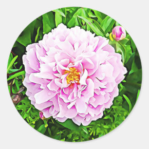 Adesivo Redondo Pink Peonie Floral