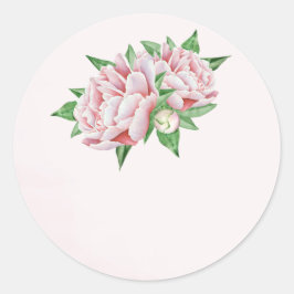 Adesivo Redondo Pink Peony Weding Stickers