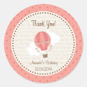 Adesivo Redondo Pink-Pink de Balão de Ar Quente