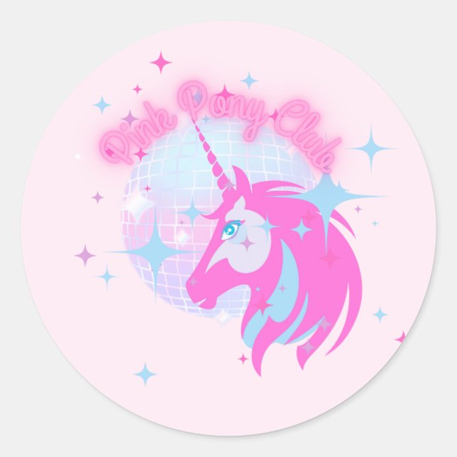 Adesivo Redondo Pink Pony Club (Frente)