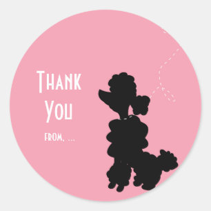 Adesivo Redondo Pink Poodle Dog Party Favker Sticker