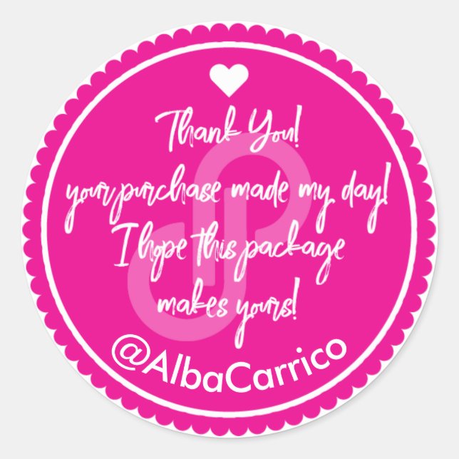 Adesivo Redondo Pink Poshmark Obrigado (Frente)