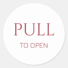 Adesivo Redondo Pink Pull to Open Door Sign