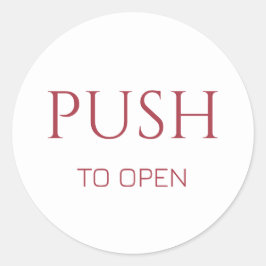 Adesivo Redondo Pink Push to Open Door Sign