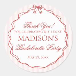 Adesivo Redondo Pink & Red Lingerie Bachelorette Party Favors