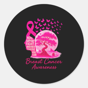 Adesivo Redondo Pink Ribbon Sakura Bonsai Tree Mount Fuji Japonês