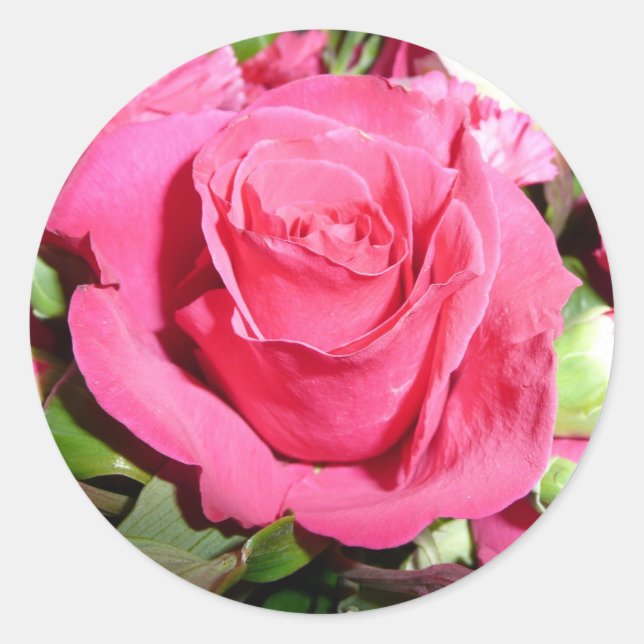 Adesivo Redondo Pink Rose Sticker (Frente)