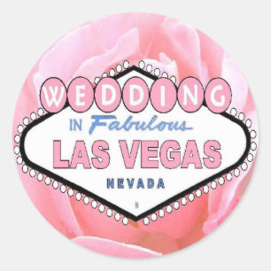 Adesivo Redondo Pink Rose WEDDING em Las Vegas Sticker