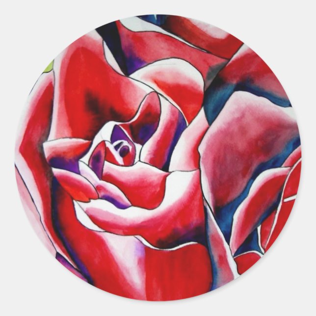 Adesivo Redondo Pink Roses — pintura de aquarela (Frente)