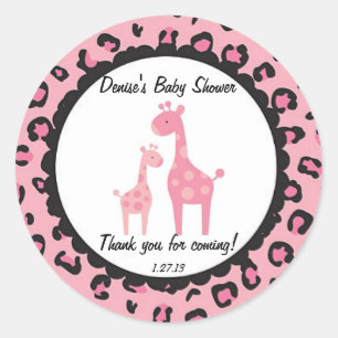 Adesivo Redondo Pink Safari Giraffe Sticker