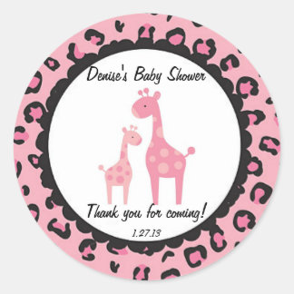 Adesivo Redondo Pink Safari Giraffe Sticker