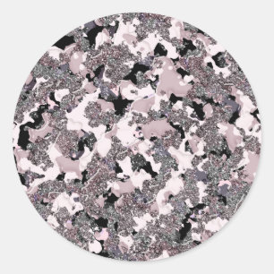 Adesivo Redondo Pink Silver & Black Beauty Spill Glam Gloss Femini