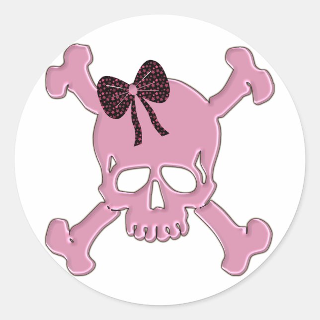 Adesivo Redondo Pink Skull (Frente)