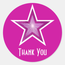 Adesivo Redondo Pink Star "Obrigado", colante redondo rosa