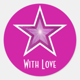 Adesivo Redondo Pink Star 'With Love', colante redondo rosa