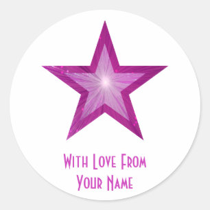 Adesivo Redondo Pink Star 'With Love From' (Com amor de") - etique