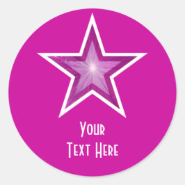 Adesivo Redondo Pink Star 'Your Text' (Seu Texto), colante redondo