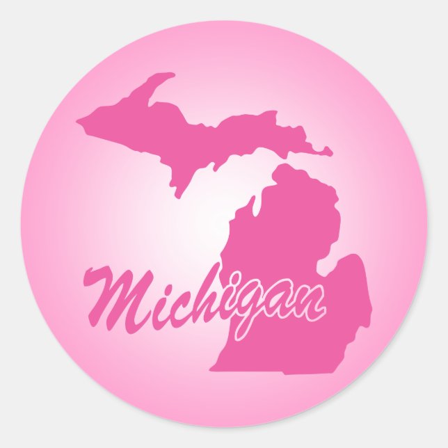 Adesivo Redondo Pink State Michigan (Frente)