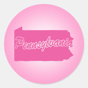 Adesivo Redondo Pink State Pensilvânia Classic Round Sticker