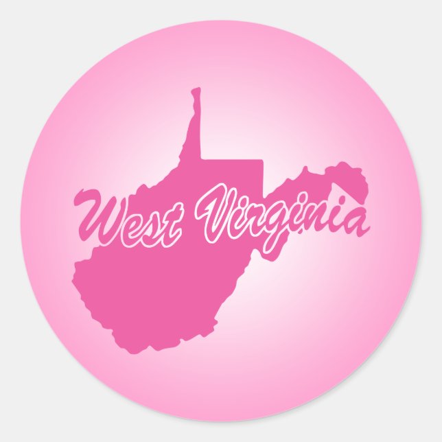 Adesivo Redondo Pink State West Virginia Classic Round Sticker (Frente)