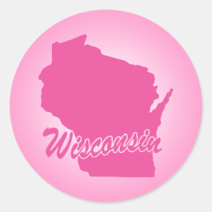 Adesivo Redondo Pink State Wisconsin Classic Round Sticker